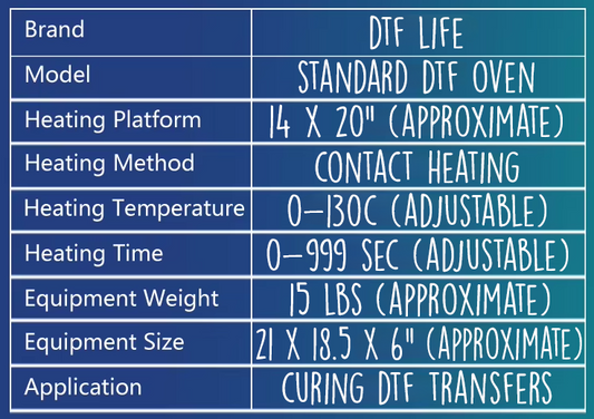 A3+ DTF Curing Oven, Transfer Curing Oven, 13" Curing Oven, Manual Oven for DTF Prints - Shipping Included