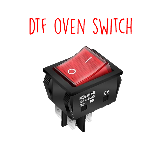Switch for DTF Oven, 30A 250V KCD2 KCD4 Rocker Switch, DPST 4 Pin Red Lighted 120V Rocker Toggle Switch, On Off Heavy Duty T125