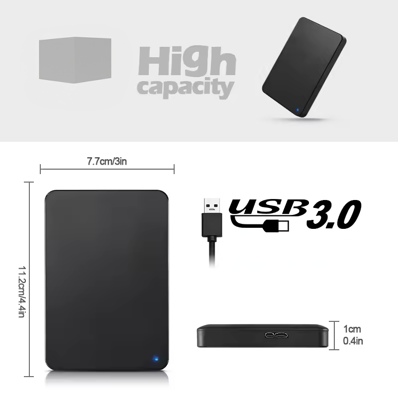 HD External Hard Drive 500GB (465GB Available) - Portable Hard Drive - USB 3.0 High Speed HDD for Laptop PC MacBook PS4 PS5