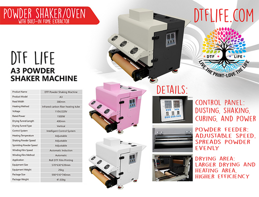 A3 DTF Shaker Oven, DTF Powder Shaker, DTF Curing Oven, Fume Extractor, Gang Sheet Maker, DTF Oven with Shaker, All in One DTF Oven