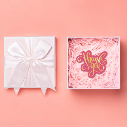 10 Thank You Cards for Orders - Magenta Thin Cardboard Cards with Gold Writing