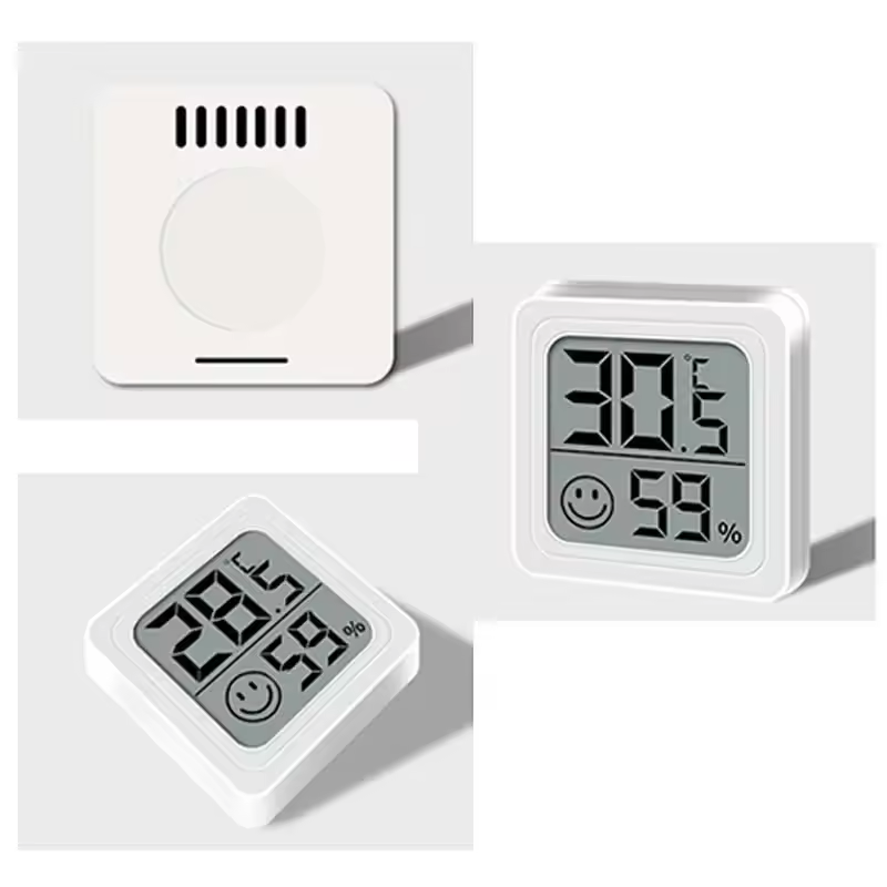 Digital Hygrometer - Humidity Percentage Monitor with Celsius Temperature - Emotion Faces for Humidity Ratings