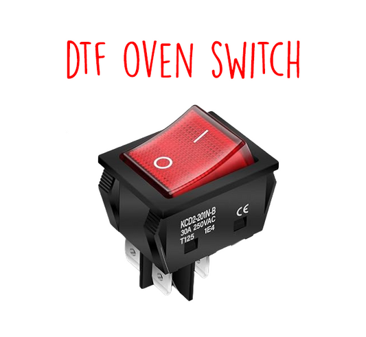 Switch for DTF Oven, 30A 250V KCD2 KCD4 Rocker Switch, DPST 4 Pin Red Lighted 120V Rocker Toggle Switch, On Off Heavy Duty T125
