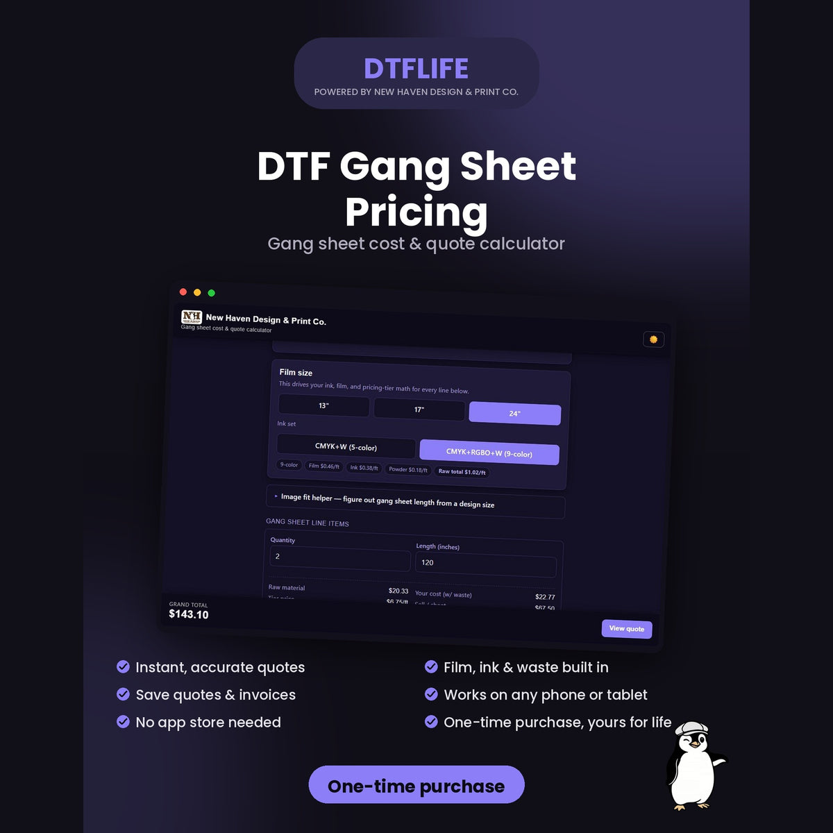 DTF Gang Sheet Pricing Calculator