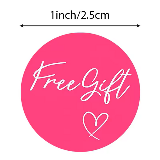 Free Gift Stickers - Magenta with a Heart - White Writing - 10 Stickers