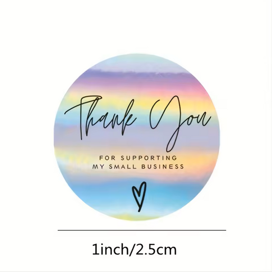 Thank You for Supporting My Small Business Stickers - Holographic with Black Writing - 10 Stickers