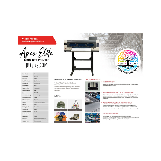 Apex Elite 24" DTF Printer Dual i3200 Heads + Shaker Oven - Sea Shipping Included (30+ Days Delivery)