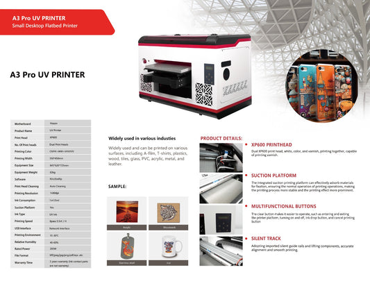 A3 Pro UV Printer - Can Print Stickers, Cylinders, and Flat Objects