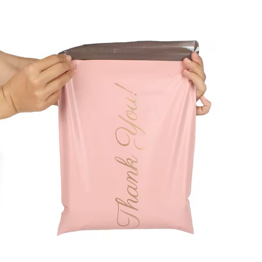 Dusty Pink Poly Mailer Bags - Self-Sealing for Mailing - Thank You Mailers - 9in x 6in - 5 Bags