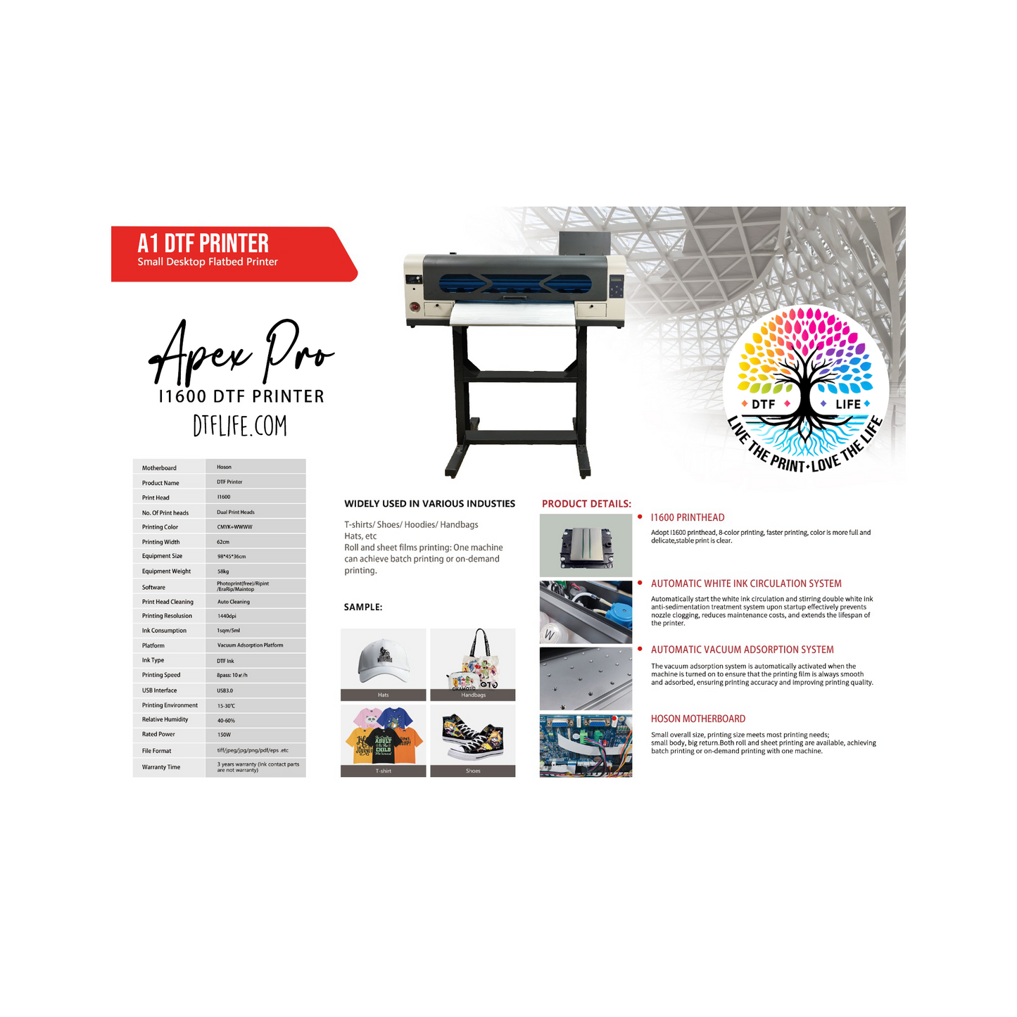 Apex Pro 24" DTF Printer Dual i1600 Heads + Shaker Oven - Sea Shipping Included (30+ Days Delivery)