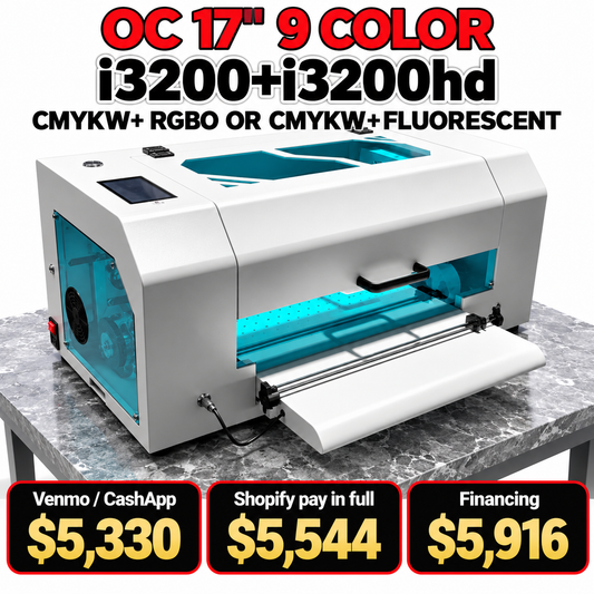 OC 9 Color 17" DTF Printer ONLY - Sea Shipping Included - i3200+i3200hd